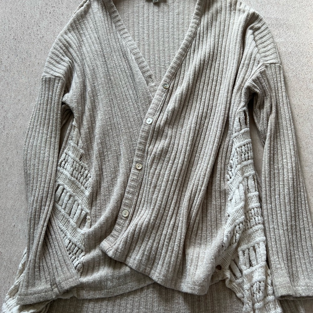 Umgee Beige Ribbed Knit Sweater